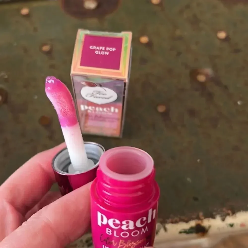 1 LEFT! Too Faced Peach Bloom Lip & Cheek Tint Grape For Glow